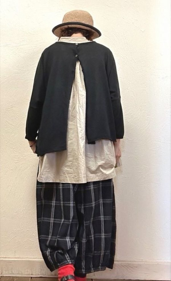 画像2: sun valley(サンバレー）　コットンリネン平織り裾ギャザーサルエルパンツ
