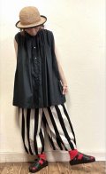 sun valley(サンバレー）　コットン織柄ボーダーボリュームパンツ