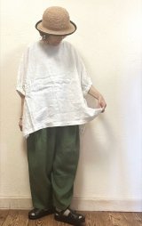 heavenly（ヘブンリー）　リネンギャザースリーブリブネックプルオーバー