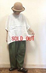 heavenly（ヘブンリー）　リネンギャザースリーブリブネックプルオーバー