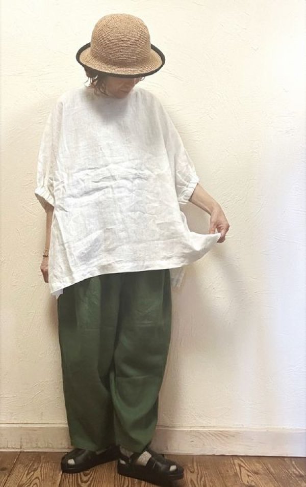 画像1: heavenly（ヘブンリー）　リネンギャザースリーブリブネックプルオーバー