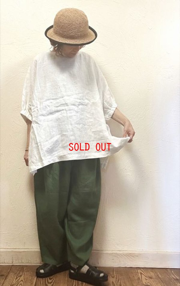 画像1: heavenly（ヘブンリー）　リネンギャザースリーブリブネックプルオーバー