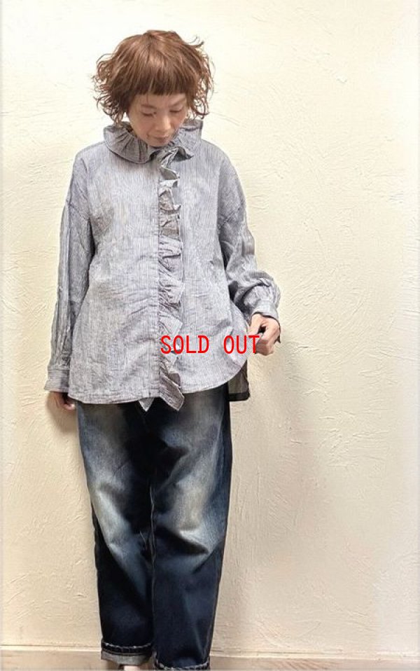 画像2: ichi(イチ）　インディゴストライプシャツ