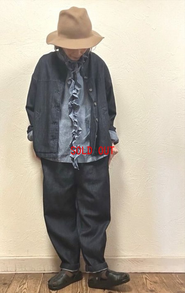 画像1: sun valley(サンバレー）　コットン甘織デニムノーカラージャケット