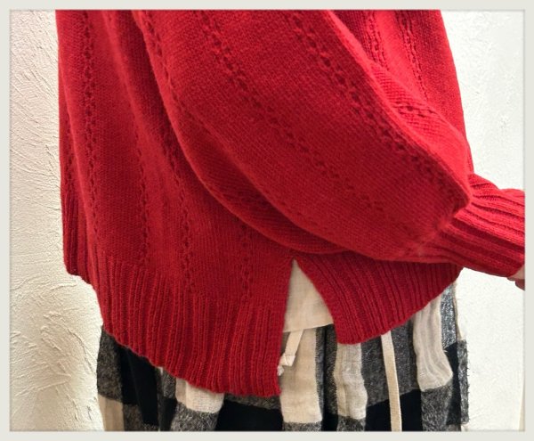 画像5: nachukara（ナチュカラ）　ラムウール混ニットストライプ柄網プルオーバー