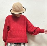 nachukara（ナチュカラ）　ラムウール混ニットストライプ柄網プルオーバー