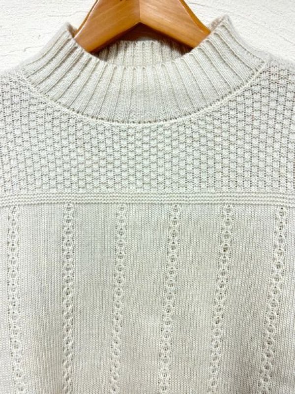 画像9: nachukara（ナチュカラ）　ラムウール混ニットストライプ柄網プルオーバー