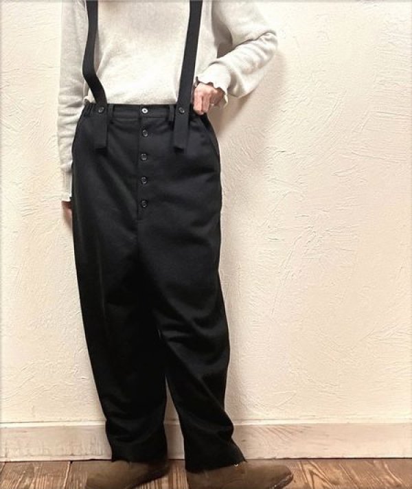 画像1: nachukara(ナチュカラ）　ウオッシャブルウールサスペンダーパンツ