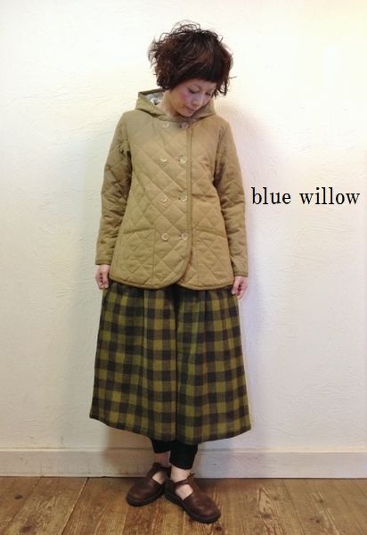 bluewillow(ブルーウィロー） 1760 中綿キルト起毛フードジャケット コート ジャケット ナチュラン jukou ジュコウ