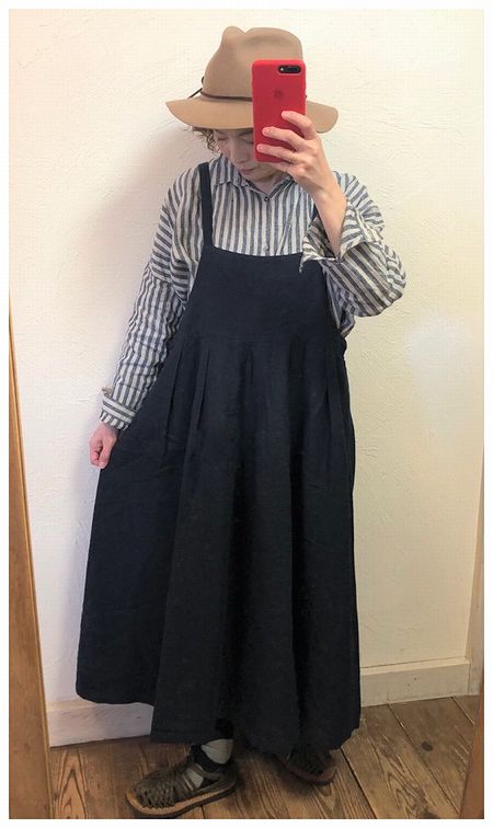 [sarah] linen apron one-piece