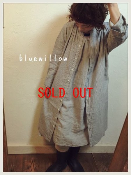 画像4: blue willow(ブルーウィロー）　ヒッコリーストライプコートワンピース (4)