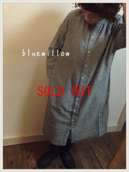 画像3: blue willow(ブルーウィロー）　ヒッコリーストライプコートワンピース (3)