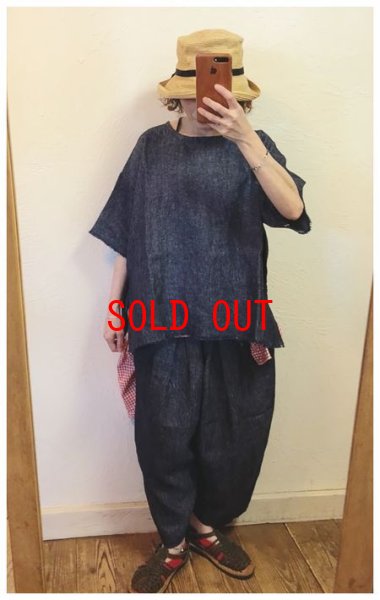 画像2: a*koloni(コロニー）　リネンデニムワイドパンツ (2)