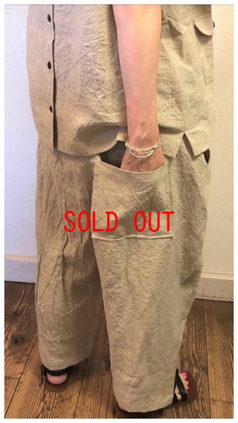 画像6: LUEUF(ルフ）　リネンシャンブレートリプルウオッシュワイドギャザーパンツ (6)