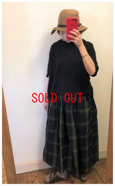 画像6: ichi Antiquite's(アンティークス）　リネンタータンチェックギャザースカート (6)