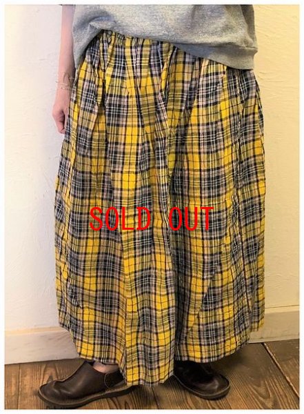 画像3: ichi Antiquite's(アンティークス）　リネンタータンチェックギャザースカート (3)