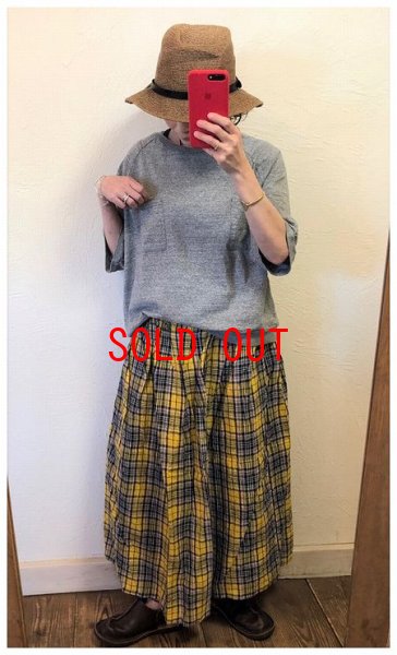 画像4: ichi Antiquite's(アンティークス）　リネンタータンチェックギャザースカート (4)