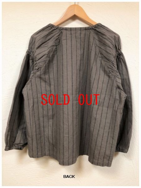 画像7: sun valley(サンバレー）　コットンリネン起毛ストライプギャザープルオーバー (7)