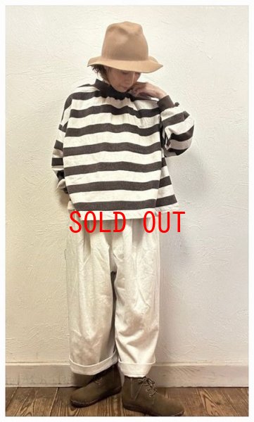 画像2: sun valley(サンバレー）　コットンリネンモール糸ボーダープルオーバー (2)