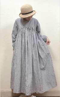 ichi(イチ）210416 リネンコットンギャザーシャツワンピース