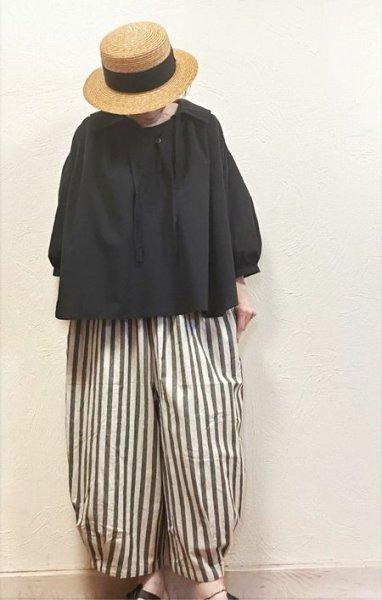 画像1: sun valley(サンバレー）　コットンリネン平織りバルーンパンツ (1)