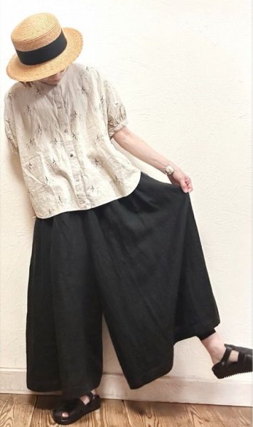 画像2: co;ill nine（コールナイン）　リネンスカートパンツ (2)