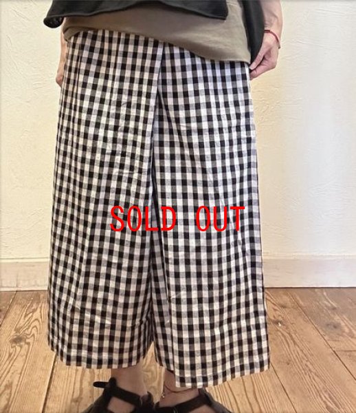 画像1: sun valley(サンバレー）　コットンリネン平織り裾ガウチョパンツ (1)