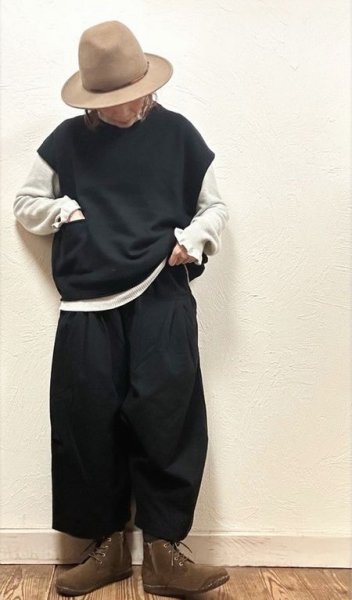 画像4: sun valley(サンバレー）　ソフトコットン綾織ピーチ起毛サルエルパンツ (4)