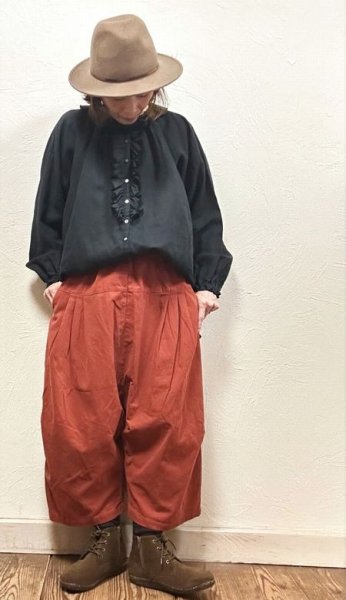 画像2: sun valley(サンバレー）　ソフトコットン綾織ピーチ起毛サルエルパンツ (2)